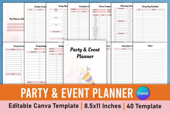 Download Party &amp; Event Planner Canva Template - Event planner Collection