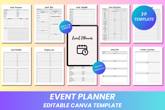 Download Editable Event Planner Canva KDP - Event planner Collection