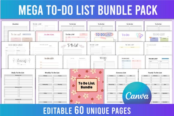 Download Editable Mega to Do List Bundle Pack KDP - Bundle pack Collection