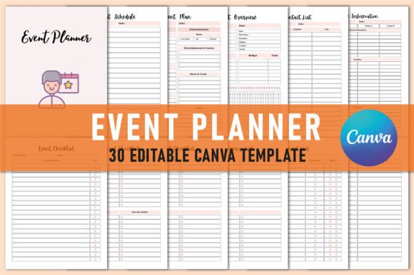 Download Editable Event Planner for Canva - Event planner Collection