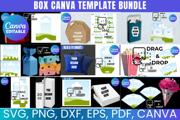 Download Box Canva Editable Template Bundle - Editable template Collection