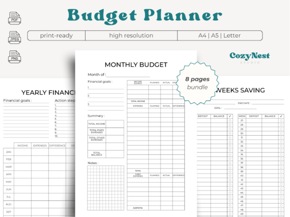 Download Printable Budget Planner Bundle Finances - Budget planner Collection