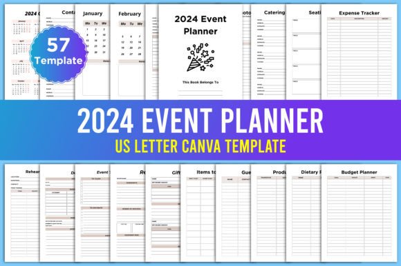 Download Editable 2024 Event Planner KDP Canva - Event planner Collection