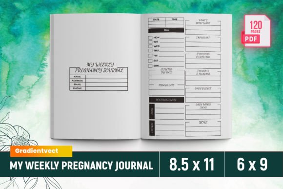 Download (KDP) My Weekly Pregnancy Journal Canva - Pregnancy journal Collection