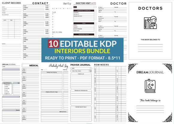 Download 10 Editable KDP Interiors Bundle Pack - Bundle pack Collection