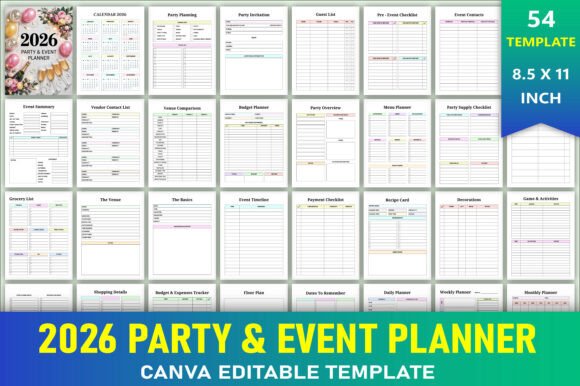 Download Editable 2026 Party &amp; Event Planner - Event planner Collection