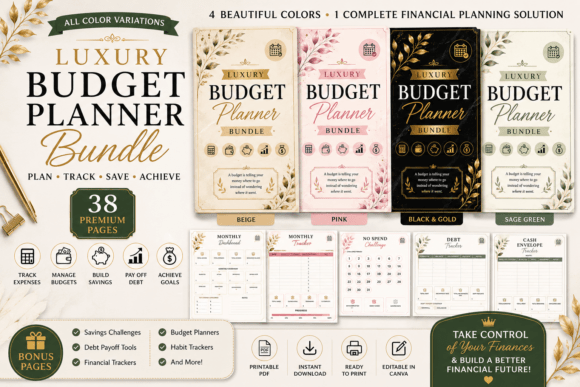 Download Ultimate Luxury Budget Planner 4 Color - Budget planner Collection