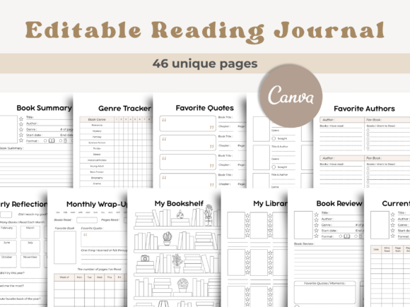 Download Canva Reading Journal Editable Template - Editable template Collection