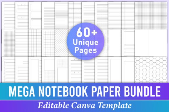 Download Mega Notebook Paper Bundle Pack Canva - Bundle pack Collection
