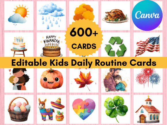 Download 600 Editable Kids Daily Routine Cards - Daily routine Collection