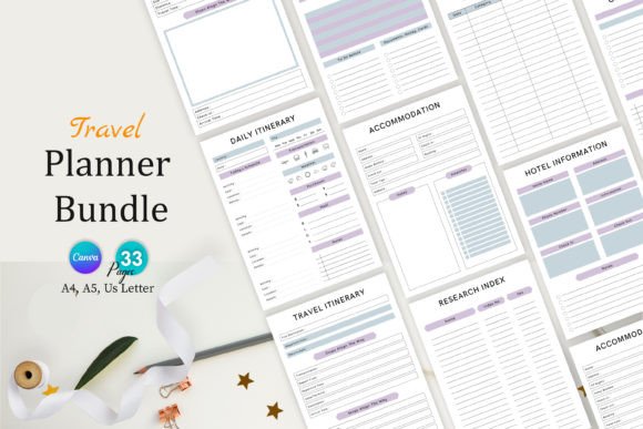 Download Editable Travel Planner Bundle Pack - Bundle pack Collection