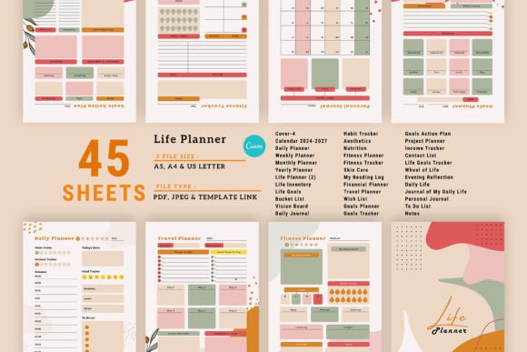 Download Editable Canva Life Planner Bundle Pack - Bundle pack Collection
