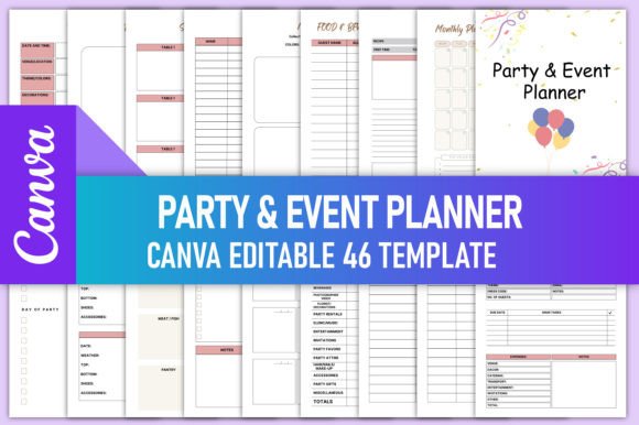 Download Party &amp; Event Planner Canva KDP Interior - Event planner Collection