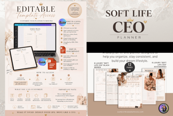 Download Soft Life CEO Planner: Editable Template - Editable template Collection