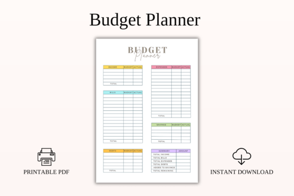 Download Printable Budget Planner 4 Sizes PDF - Budget planner Collection