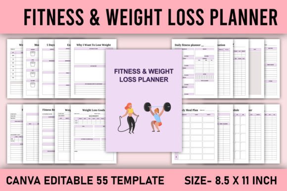 Download Fitness &amp; Weight Loss Planner Canva - Weight loss planner Collection