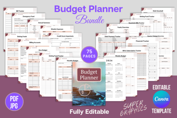 Download Budget Planner Bundle | Canva Template - Budget planner Collection